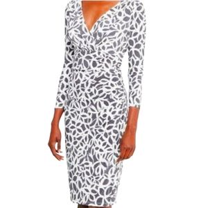 Ralph Lauren Empire Waist Dress - 3/4 Sleeves - Size 6 - Grey White